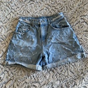 CARMAR Distressed High-waisted Denim Shorts LF